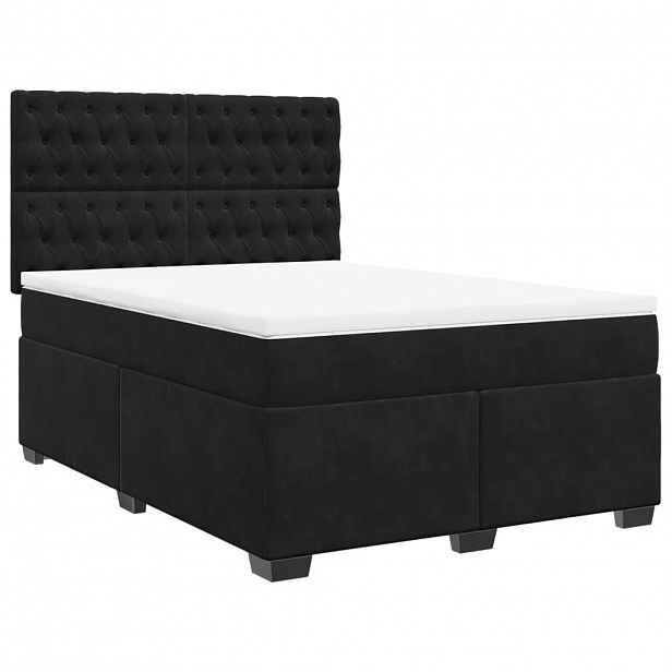 vidaXL Box spring postel s matrací černá 140x200 cm samet