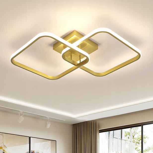 Stropní Led závěsné svítidlo zlaté, čtvercové, moderní do obývacího pokoje, 4500K, 42W