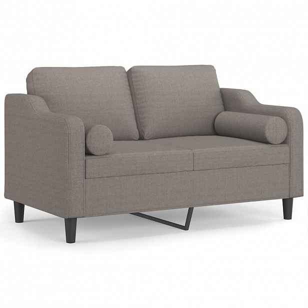 vidaXL 2místná pohovka s polštáři taupe 120 cm textil