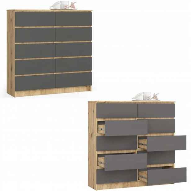 Komoda skříňka K120 10 zásuvek artisan-grafit Akd