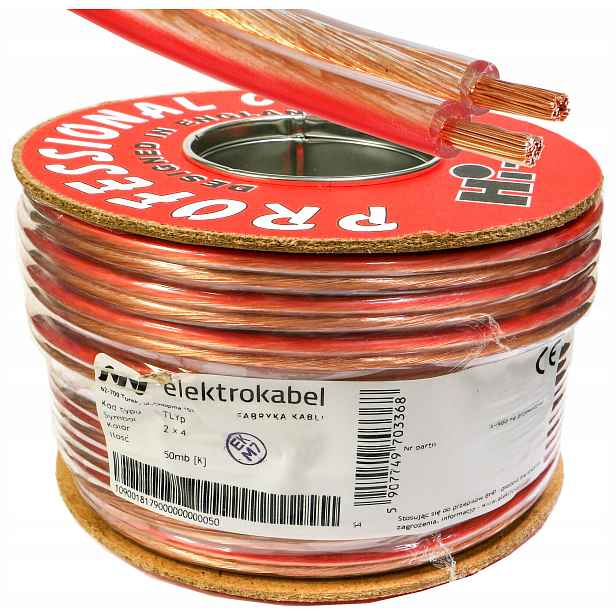 Tlgyp reproduktorový kabel 2x4 mm Cu měděný 50 m