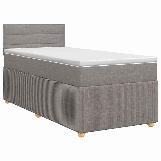 vidaXL Postel boxspring s matrací s čelo Taupe 90 x 200 cm Textil