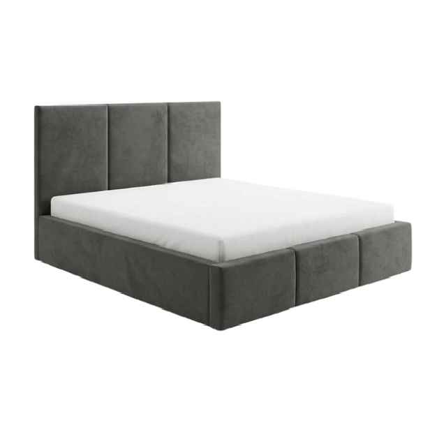 Čalouněná postel 180x200 EABNA s úložným prostorem - šedá