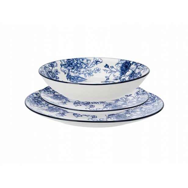 Sada ozdobných talířů s květinovým potiskem Glamt, 18 kusů, porcelánových