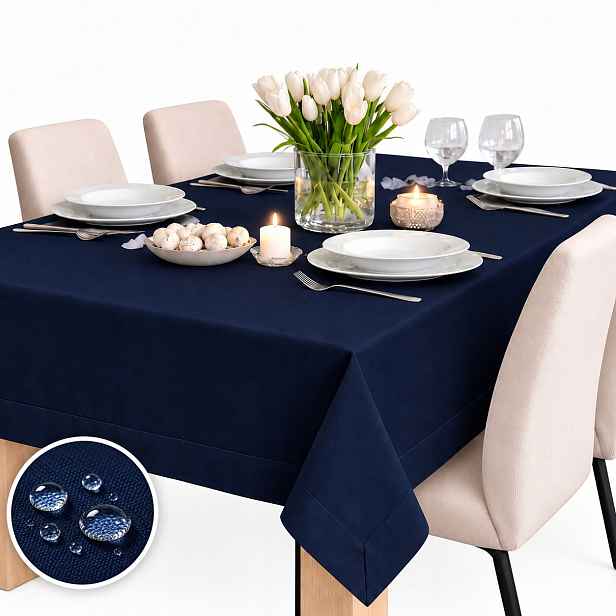 Ubrus Panama 280x140 odolný proti skvrnám, tmavě modrý