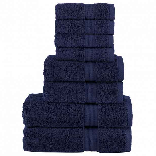 vidaXL 8dílná sada ručníků Premium SOLUND navy modrá 600 g/m²
