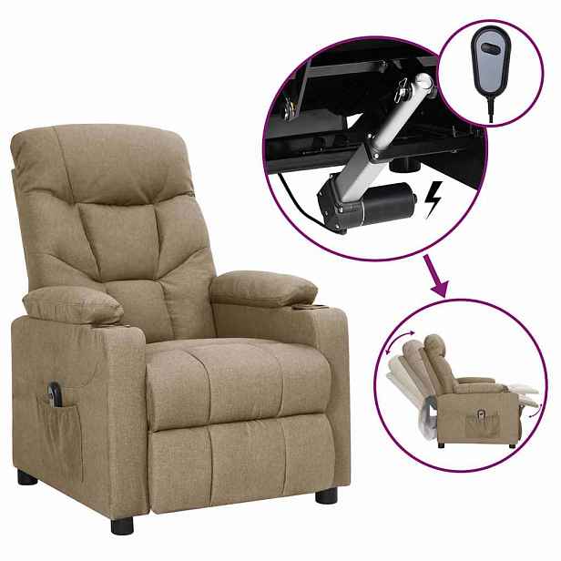 vidaXL Elektrické polohovací křeslo taupe textil