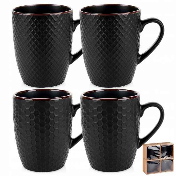 Keramické hrnky černé 400 ml, 4 ks