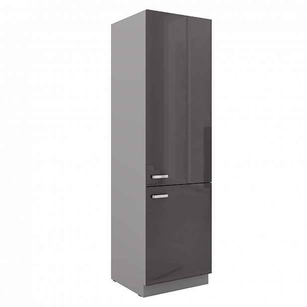 Skříňka pro vestavenou lednici 60 LO-210 2F Barva korpusu: Šedá, Barva dvířek: Šedý lesk (Šedá)