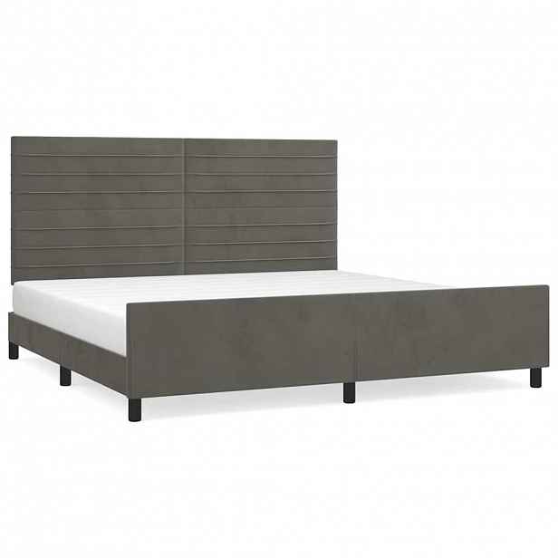 vidaXL Rám postele bez matrace tmavě šedý 200 x 200 cm samet