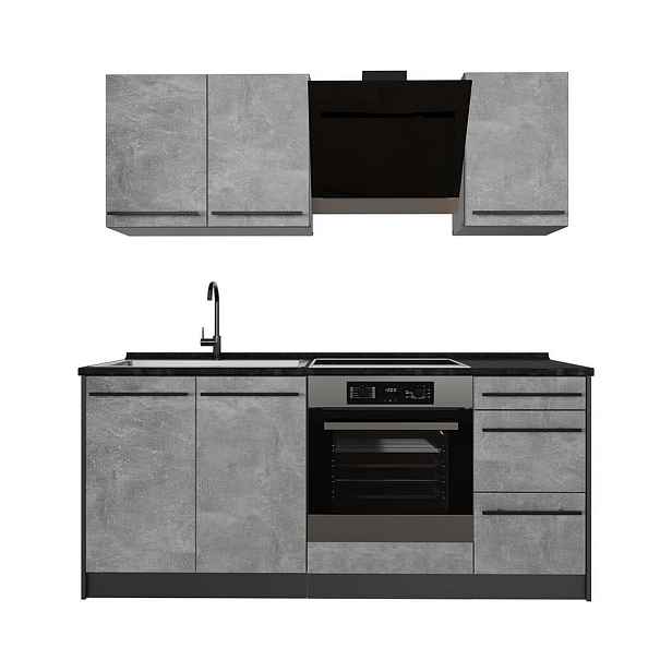 Vicco JEDNOTKOVÁ KUCHYNĚ R-Line, Beton/Antracit, 180 cm pracovná doska antracitová