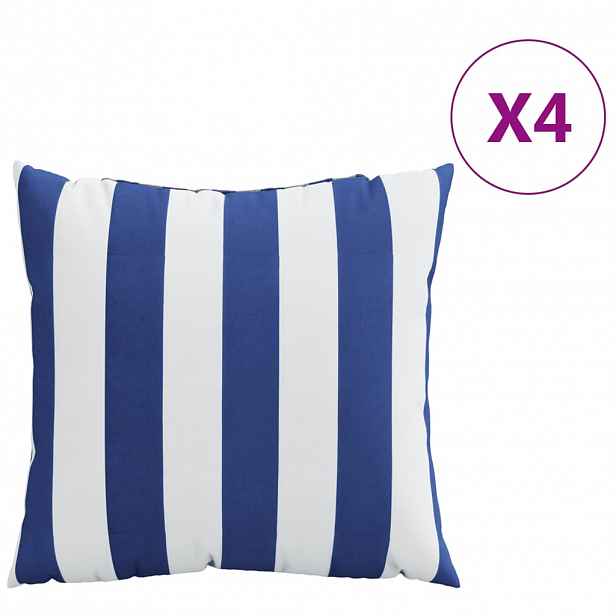 vidaXL Dekorační polštáře 4 ks modré a bílé pruhy 60 x 60 cm textil