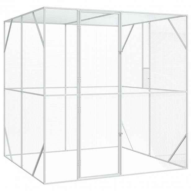 vidaXL Ptačí klec Stříbrná 209 x 202 x 214 cm