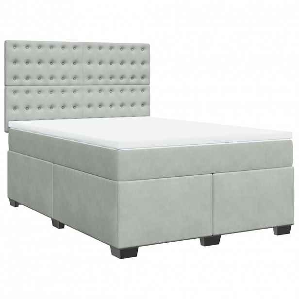vidaXL Box spring postel s matrací světle šedá 140x200 cm samet