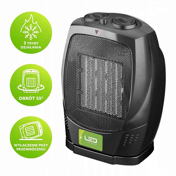 Keramický termoventilátor 1500 W černý Ohřívač