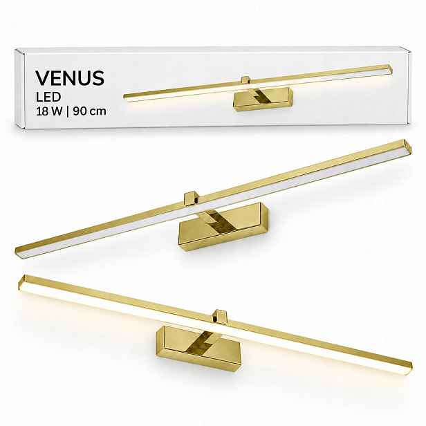 Lampa do zrcadla Venus 18W 90 cm zlatá Led koupelnová nástěnná lampa 4200K IP44