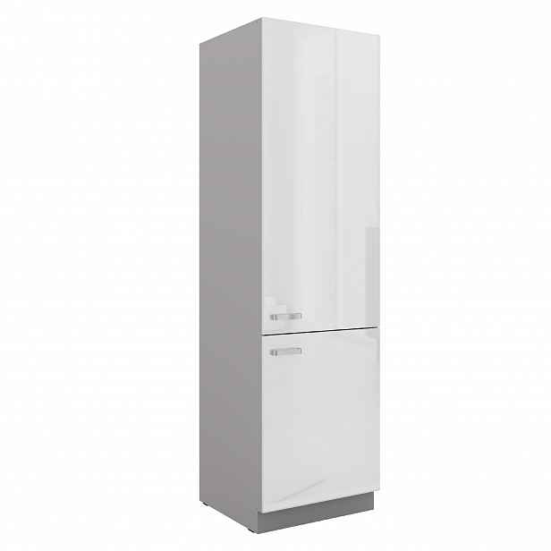 Skříňka pro vestavenou lednici 60 LO-210 2F Barva korpusu: Šedá, Barva dvířek: Bílý lesk (Blanka)