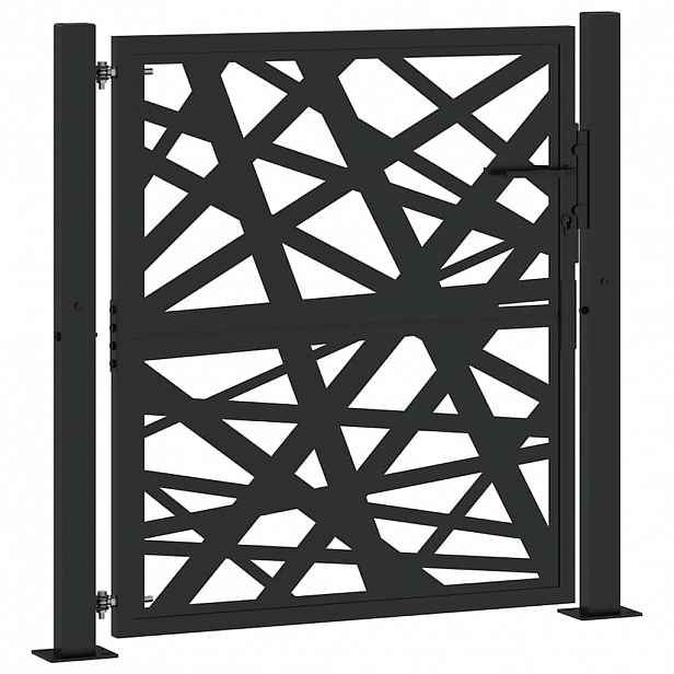vidaXL Zahradní branka černá 100 x 100 cm ocelová světlý design