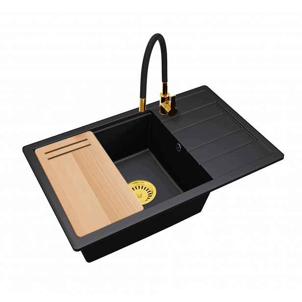 Granitový dřez Jednokomorový Zircon 8010 Deska Sifon Baterie