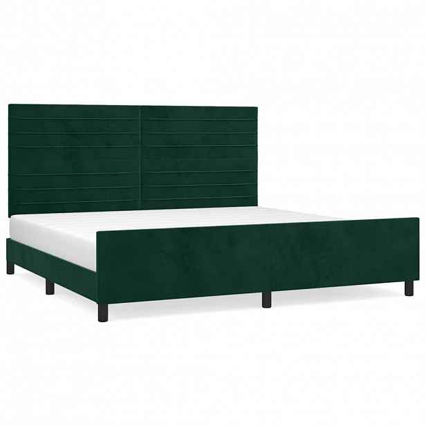 vidaXL Rám postele bez matrace tmavě zelená 200 x 200 cm samet
