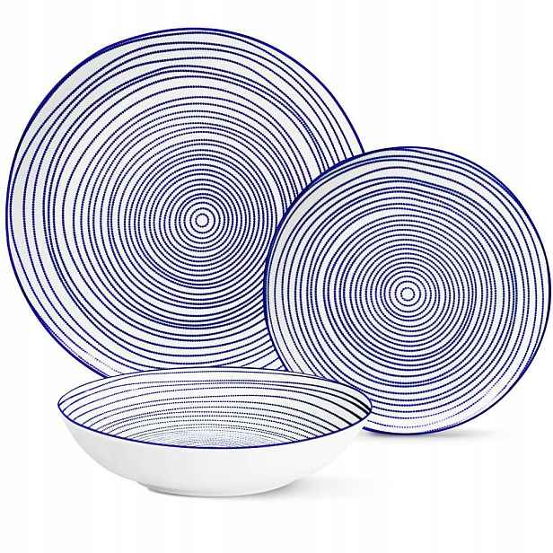 Jídelní Servis Porcelánový Mg Home 12 Ks. Sada Talířů Pro 4 Osoby S Puntíky