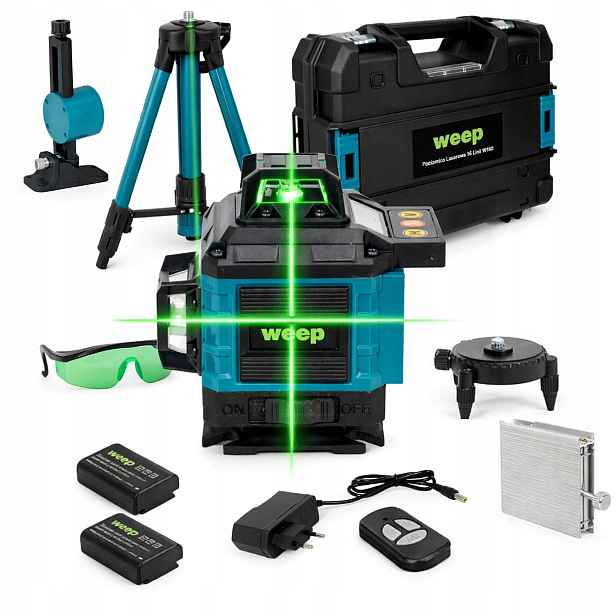 Laserová Vodováha Weep 4D 16 Křížových Linií 360 Sada Stativů