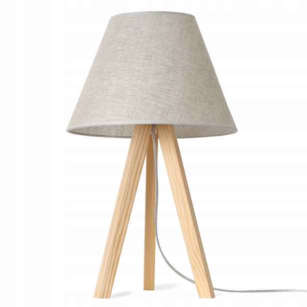 Noční Lampa Stolní Lampa Trojnožková Dřevěná S Boho Stínítkem Japandi Lněná