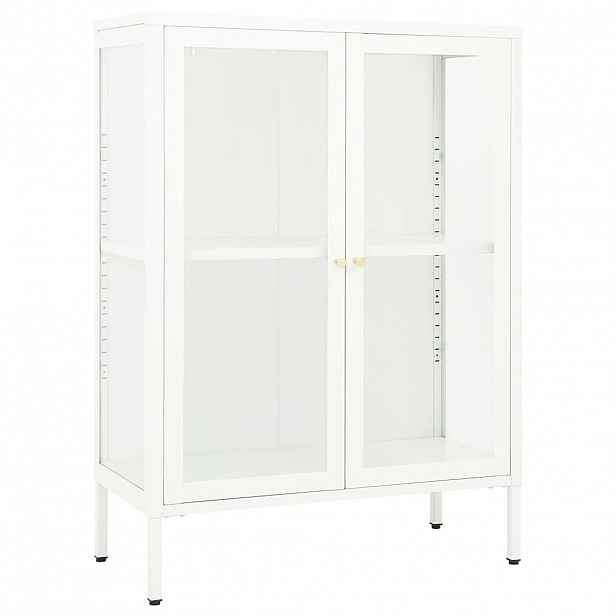 vidaXL Příborník bílý 75 x 35 x 105 cm ocel a sklo
