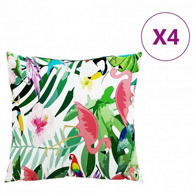 vidaXL Venkovní polštář 4 ks Textil Zelená a růžová 60 x 60 cm