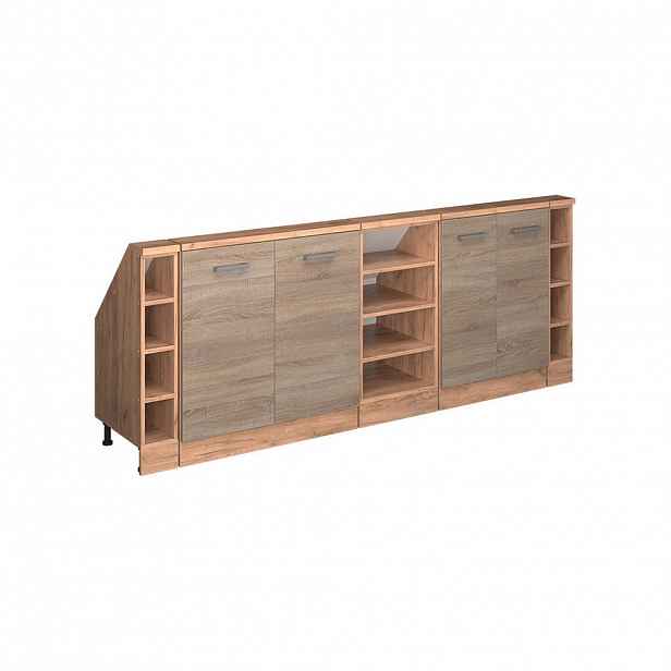 Vicco KUCHYŇSKÁ SKŘÍŇKA POD ŠIKMOU STŘECHU R-Line Sonoma 210 cm Sada 5 kusů