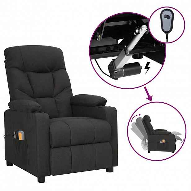 vidaXL Elektrické masážní křeslo černé textil