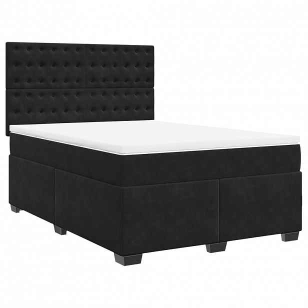 vidaXL Box spring postel s matrací černá 140x200 cm samet
