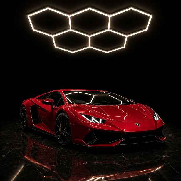 Bílá Led lampa 168W dílna detailingová dílna Hexagon 5 4000K