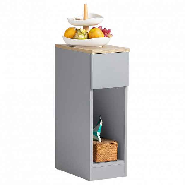 SoBuy NOČNÍ STOLEK s jedním zásuvkou Šedá 35x20x60cm Minimalistický