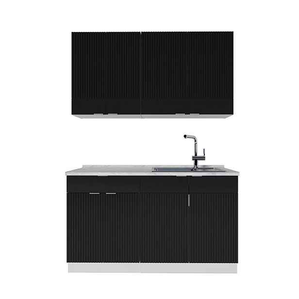 Vicco JEDNOTKOVÁ KUCHYNĚ Fame-Line Černý pruhovaný/bílý 140 cm bez pracovní desky