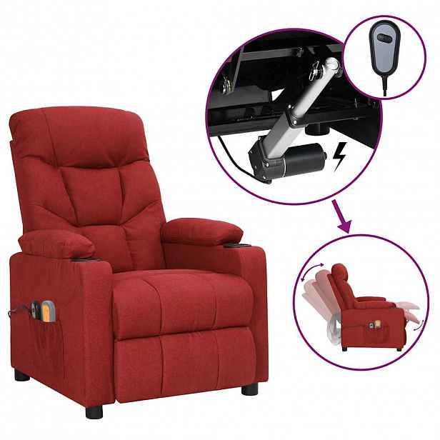 vidaXL Elektrické masážní křeslo vínové textil