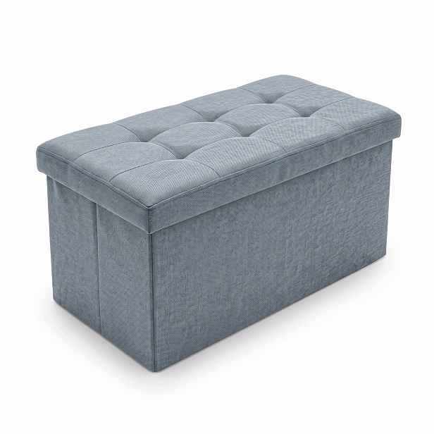 Taburet S Obdélníkovým Úložným Prostorem 76X38X38 CM Šedá, Polyester