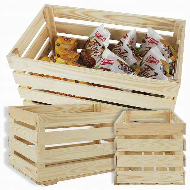 Krabice na hračky dřevěné boxy na zeleninu 64x38 cm Velká Modulární