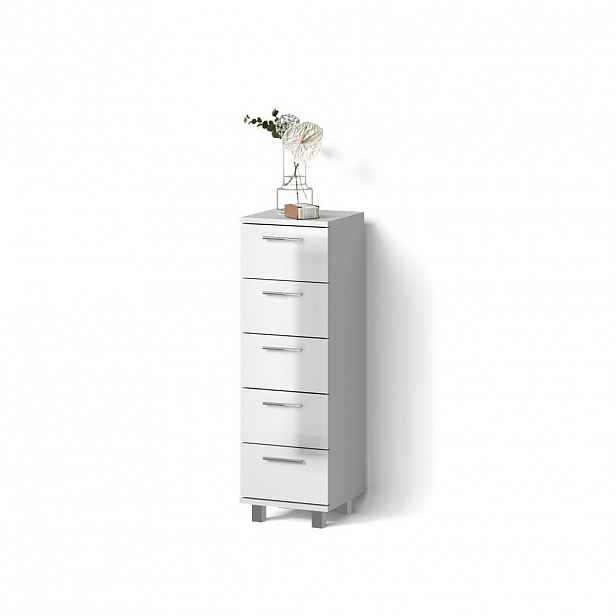 Livinity® SKŘÍŇKA DO KOUPELNY Eisak Bílá vysoký lesk 30 x 95 cm