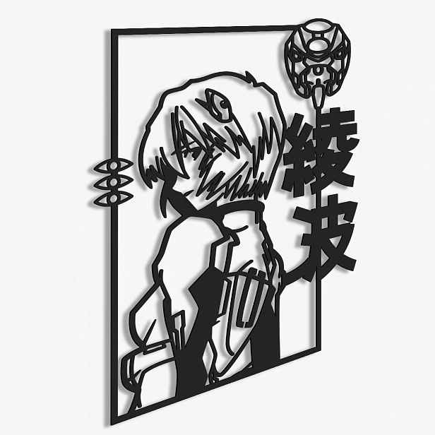 Dřevěný obraz Anime Rei Ayanami Nástěnná Dekorace 3D obraz Dárek