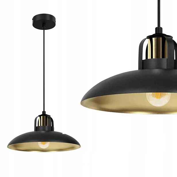 Moderní závěsná lampa, černá, zlaté prvky Felix 1xE27 MLP8906 Milagro