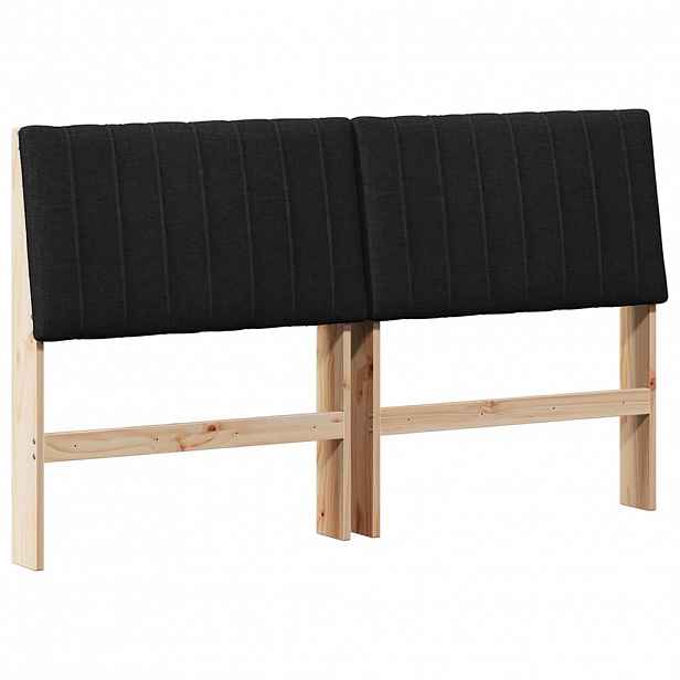 vidaXL Čalouněné čelo postele Černá 150 cm Masivní borové dřevo