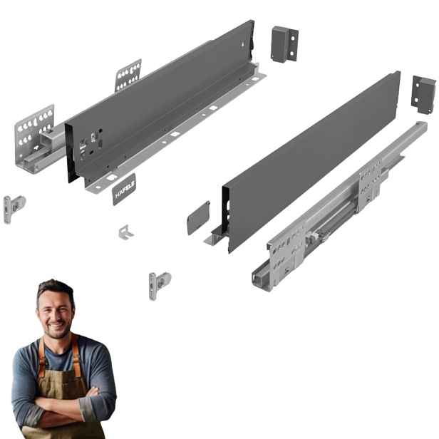 Šuplík Hafele Matrix Slim 550 mm H-84 35 kg 514.11.526 Tenkostěnná šedá