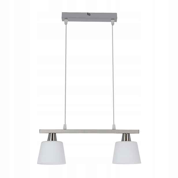 Závěsná lampa 2-bodová nad stůl Nikiel Mat Skleněné mléčné stínítko Hybrid