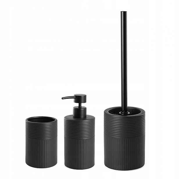 Elegantní koupelnový set z kameniny, černý, keramický, Koupelna