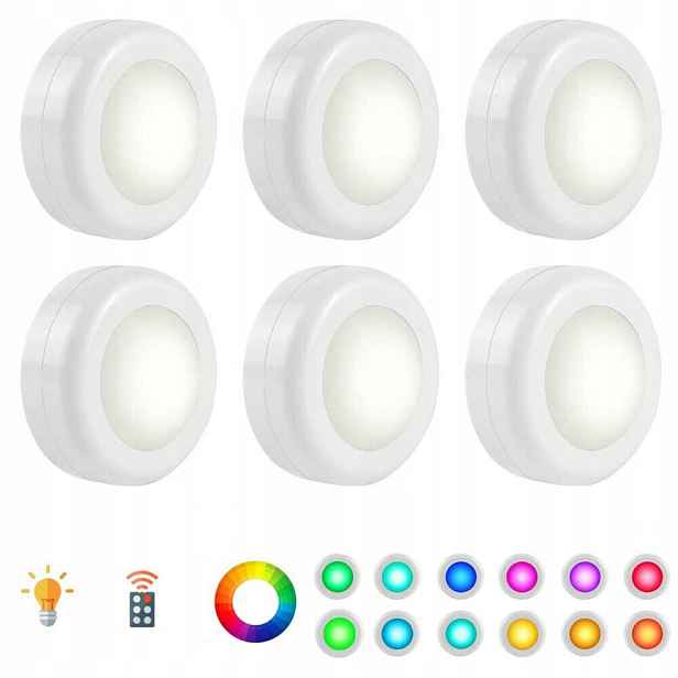 6 kusů skříňových lamp s regulací jasu Rgb Led lampa