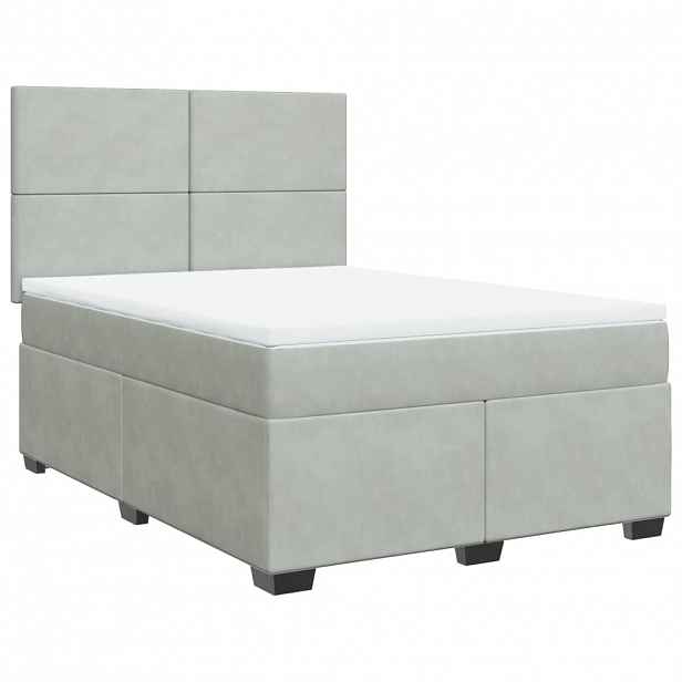 vidaXL Box spring postel s matrací světle šedá 160x200 cm samet
