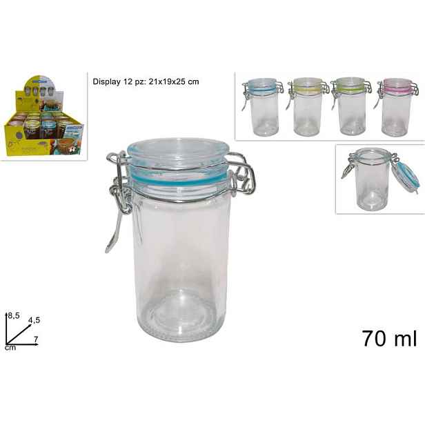 PROHOME - Dóza sklo 70ml klip různé barvy