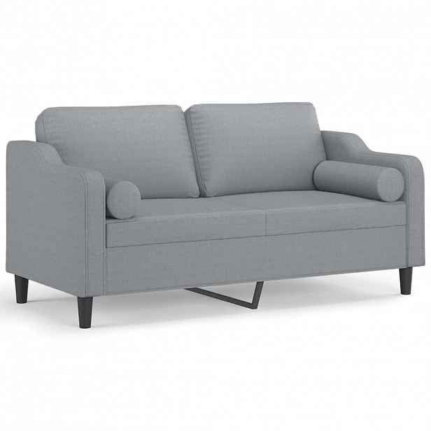 vidaXL 2místná pohovka s polštáři světle šedá 140 cm textil