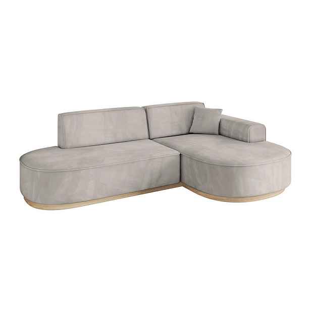 ALTDECOR ROHOVÁ SEDAČKA s otomanem, pravá MARI-L1-v1 243x171x83 Světle hnědá Velur